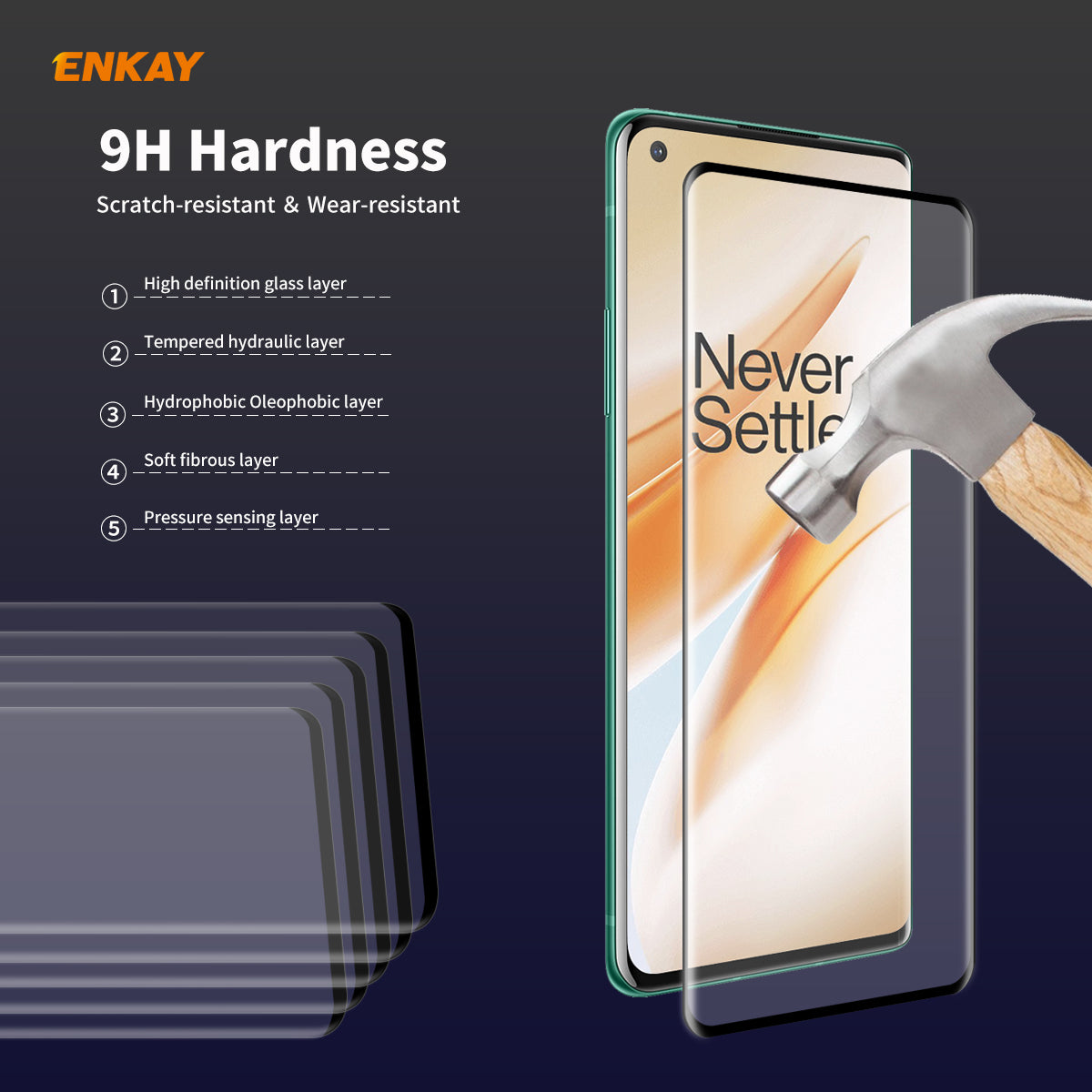 ENKAY 0,26 mm 9H 3D zakřivené tvrzené sklo s celoobrazovkovou krycí fólií pro OnePlus 8 Pro ENKAY 0,26 mm 9H 3D zakřivené tvrzené sklo s celoobrazovkovou krycí fólií pro OnePlus 8 Pro